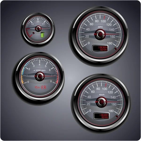 Illustrated car gauges — Stock Vector