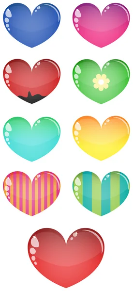 Vector glass hearts, isolated — Stock Vector