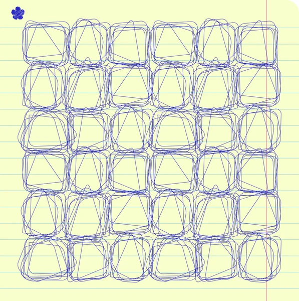 Vector doodle squares on lined notebook paper Stock Vector