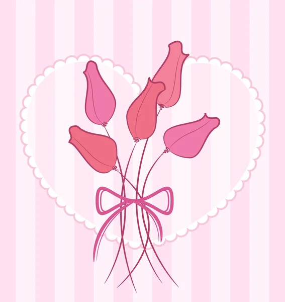 かわいいバラの花束を持つベクトル カード — ストックベクタ