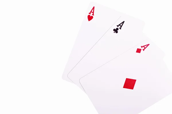 Three aces isolated on a white background — Stock Photo, Image