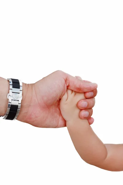 Babalarının elini tutarak bebek — Stok fotoğraf