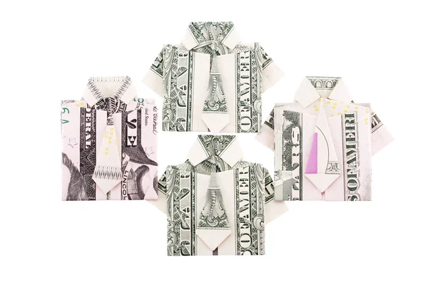 Custom clothes from the dollar bills isolated — Stock Photo, Image