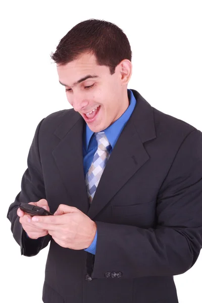 Obchodní muž mluví po telefonu, izolované — Stock fotografie