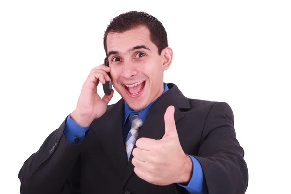 Isolated Image of a Handsome Hispanic Businessman Giving Thumbs Up — Stock Photo, Image