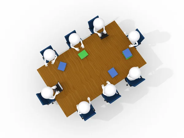 3d homem, reunião de negócios, isolado no branco — Fotografia de Stock