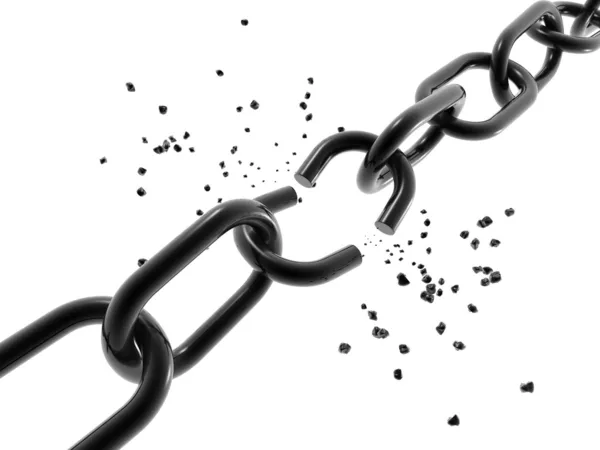A computer generated image of a chain with a broken link. — Stock Photo, Image