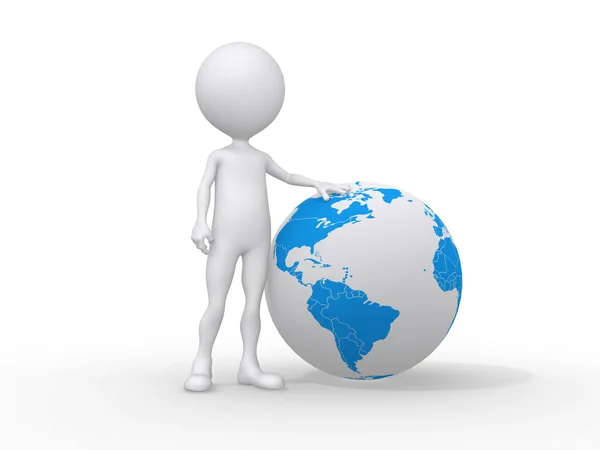 3D-pictogram en de aarde globe - dit is een 3d render illustra — Stockfoto