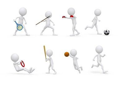 Spor resim simge karakter kümesi farklı pozisyonlar