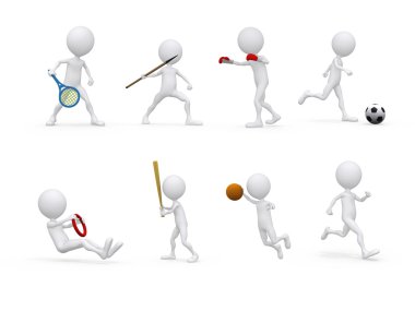 Sports figure icon character set in different positions clipart