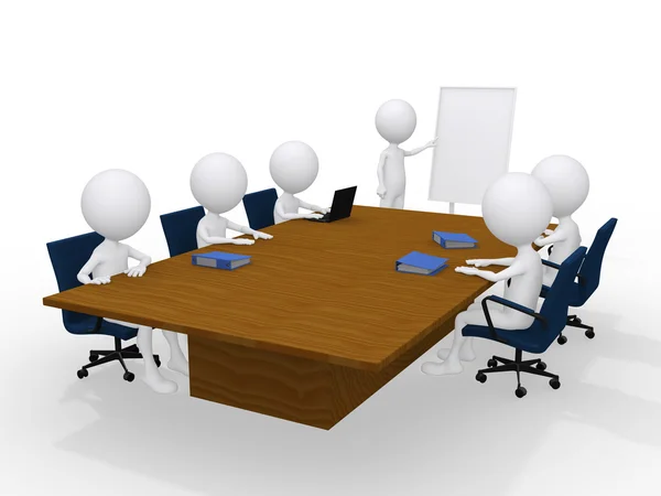 Groep van 3d personen op de vergadering geïsoleerd op wit — Stockfoto