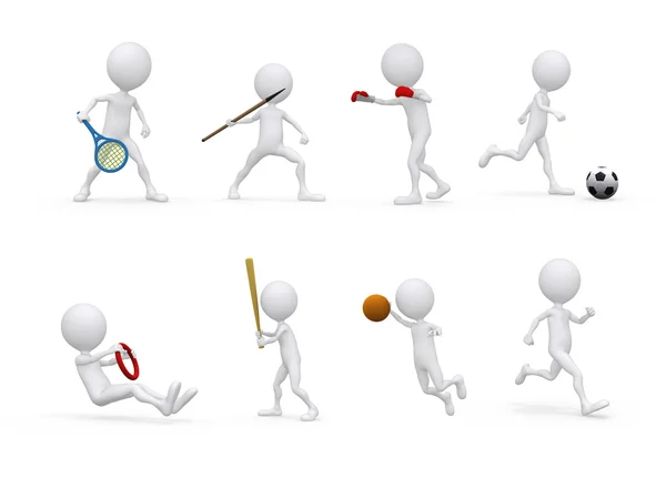 Sports figure icon character set in different positions — Stock Photo, Image