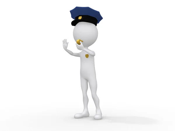 3D-politieagent - geïsoleerd op een witte achtergrond Stockafbeelding