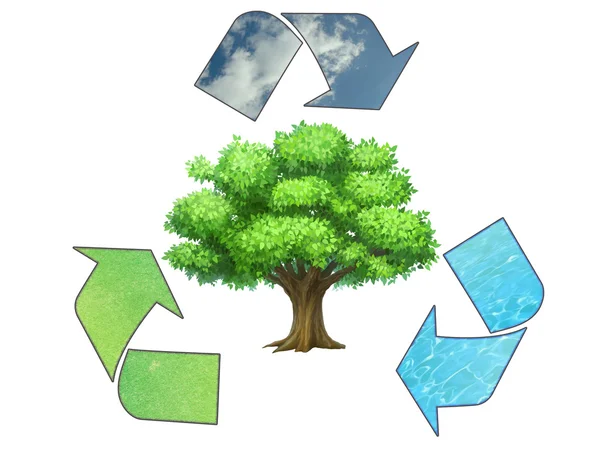 Salvar a terra - símbolo de reciclagem conceitual — Fotografia de Stock