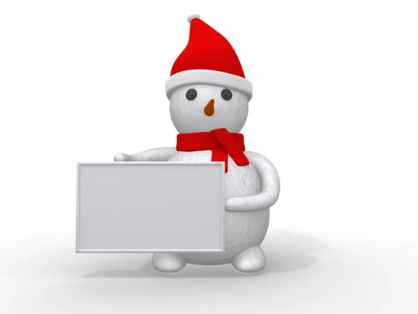 Снеговик в шляпе Санта-Клауса изолированы на белом фоне — стоковое фото
