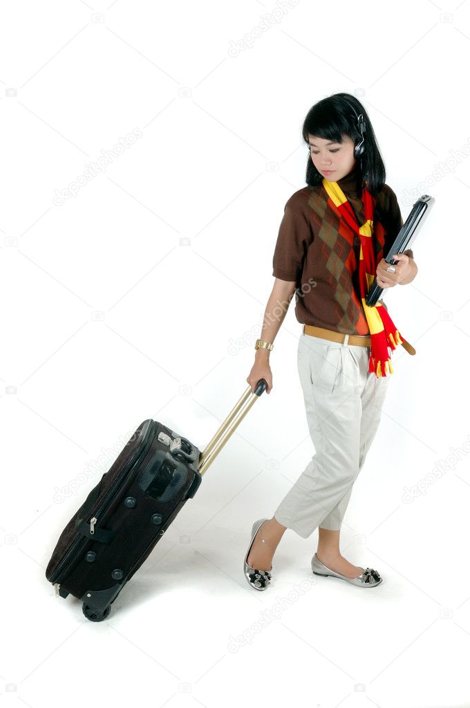 Asian young woman college ready to travelling