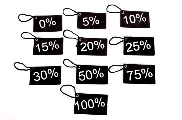 Different tags with the percentage level — Stock Photo, Image