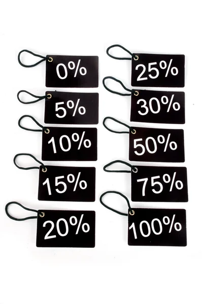Different tags with the percentage level — Stock Photo, Image