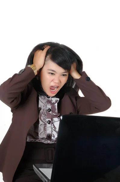 Aziatische jonge zakenvrouw op zoek sress — Stockfoto