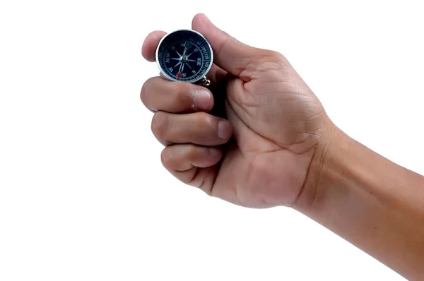 Man's hand met een kompas — Stockfoto