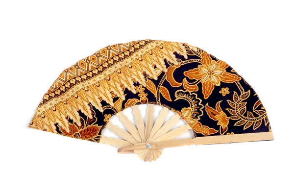 Fanem składane wzorzyste tkaniny batik — Zdjęcie stockowe