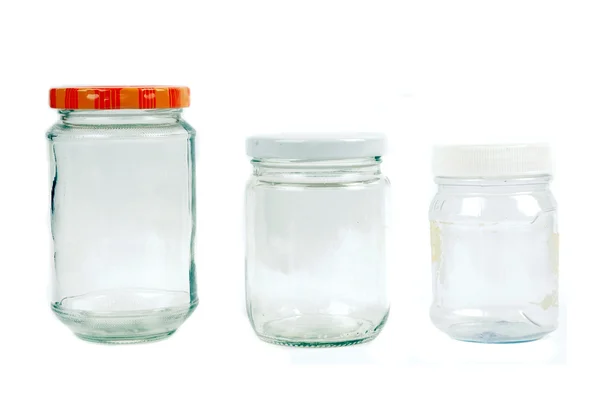 Szklane i plastikowe pojemniki — Zdjęcie stockowe