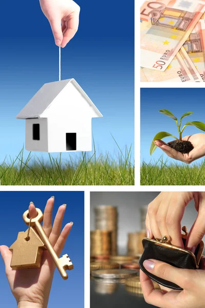 Investi nel settore immobiliare. Collage aziendale . — Foto Stock