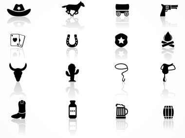 Different cowboys icons clipart