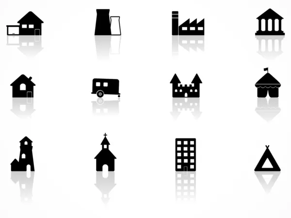 Différentes icônes de bâtiment — Image vectorielle