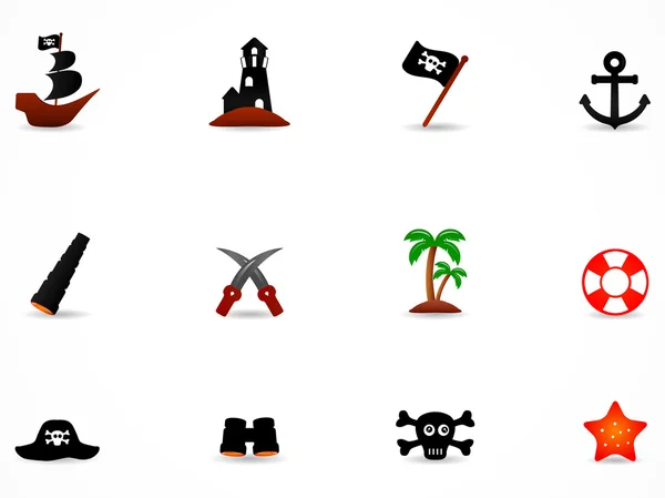 Iconos piratas de color — Vector de stock