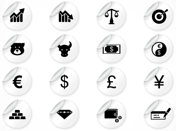 Stickers met economie pictogrammen — Stok Vektör