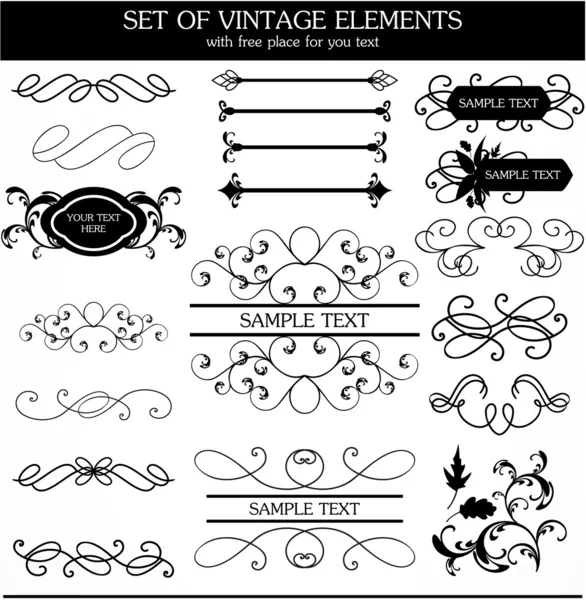 Conjunto caligráfico vintage — Vector de stock