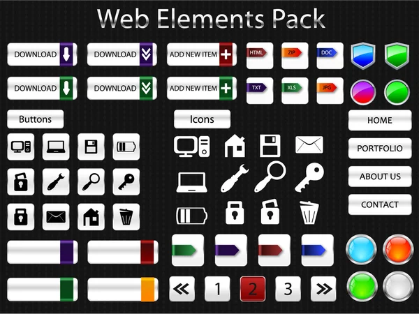 Paquete de elementos web — Vector de stock