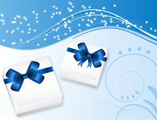 Gift box on the blue background — Stock Vector