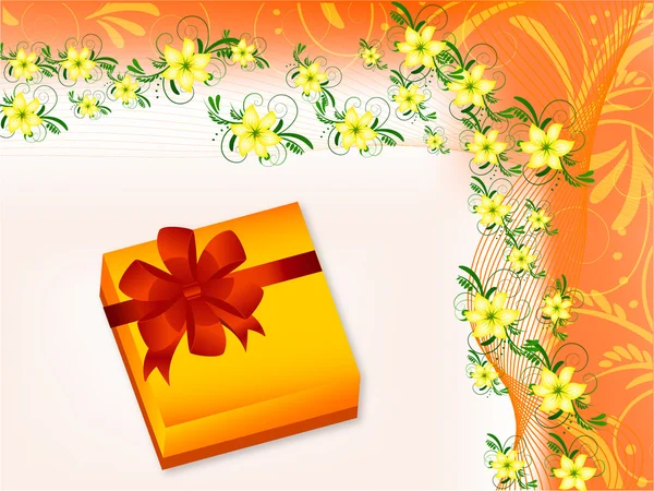 Coffret cadeau sur le fond floral — Image vectorielle