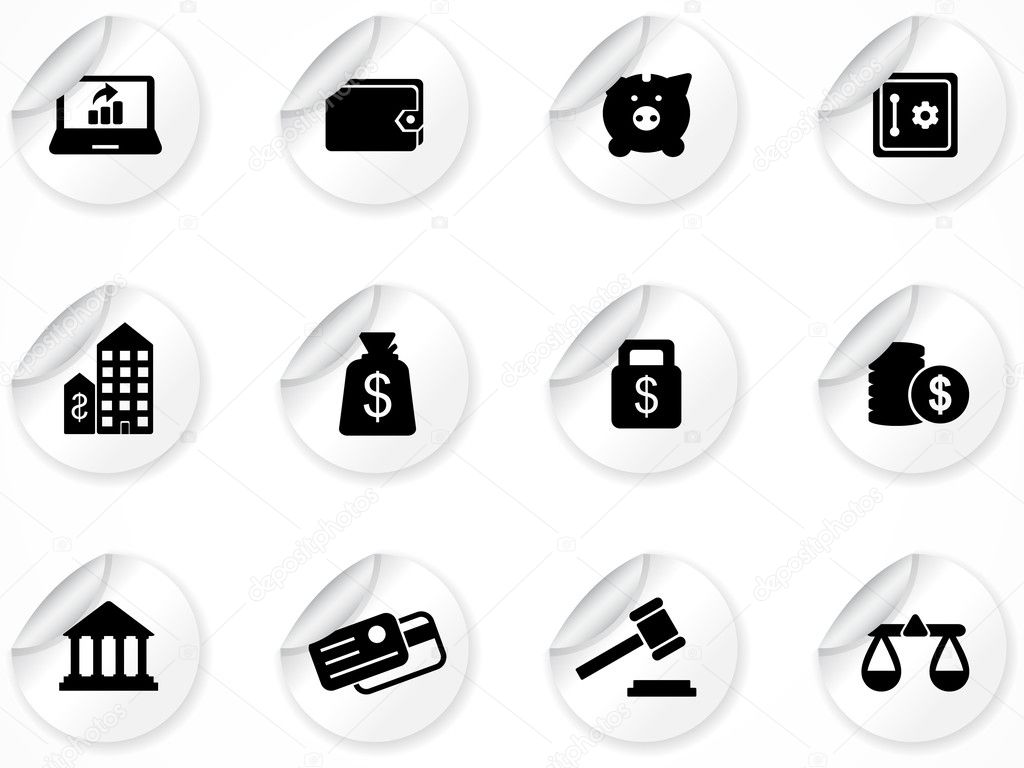 Stickers with finance icons
