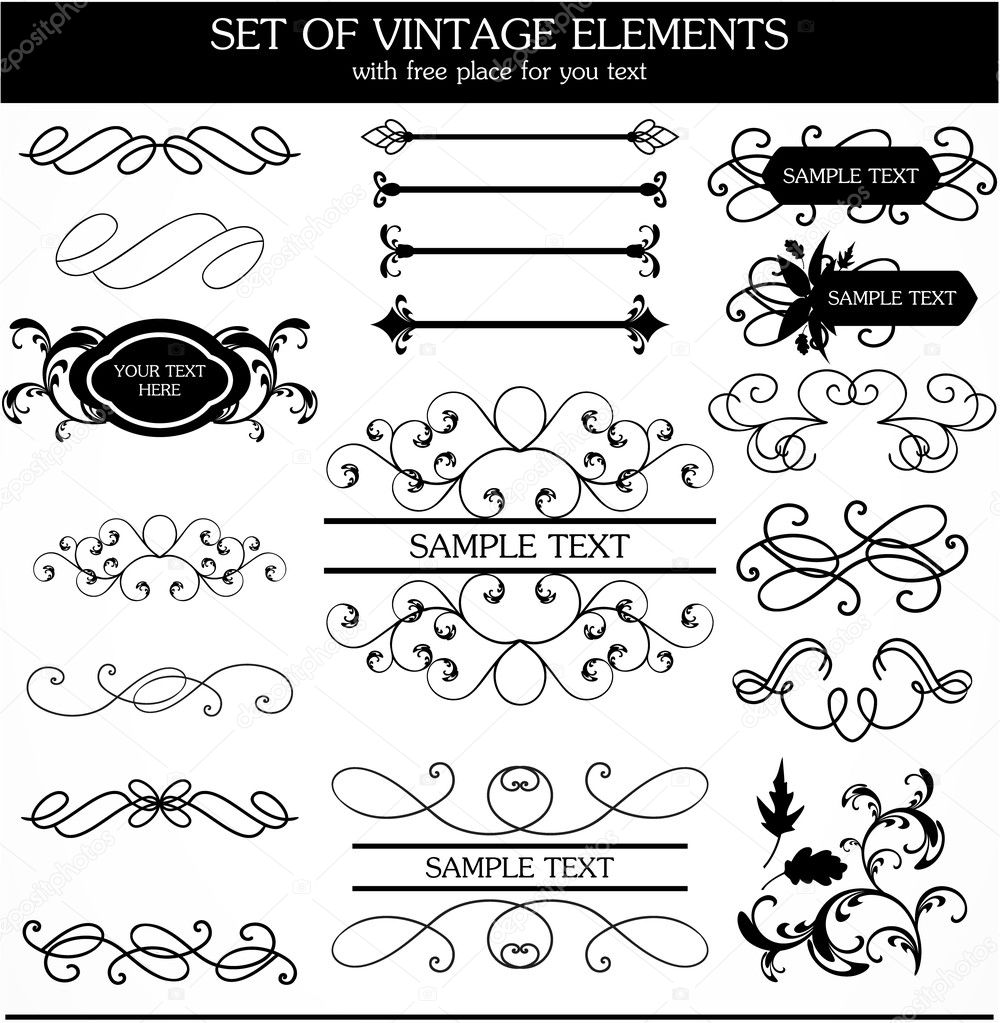 Calligraphic vintage set