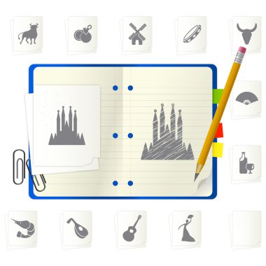 Notepad with icons clipart