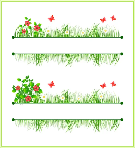 Frame met bloemen en gras — Stockvector