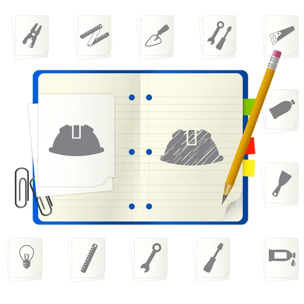 Notepad with icons — Stock Vector