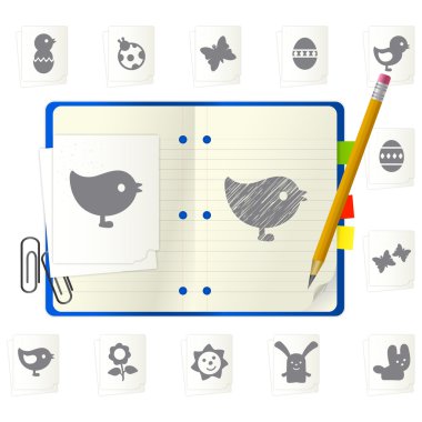 Notepad with icons clipart