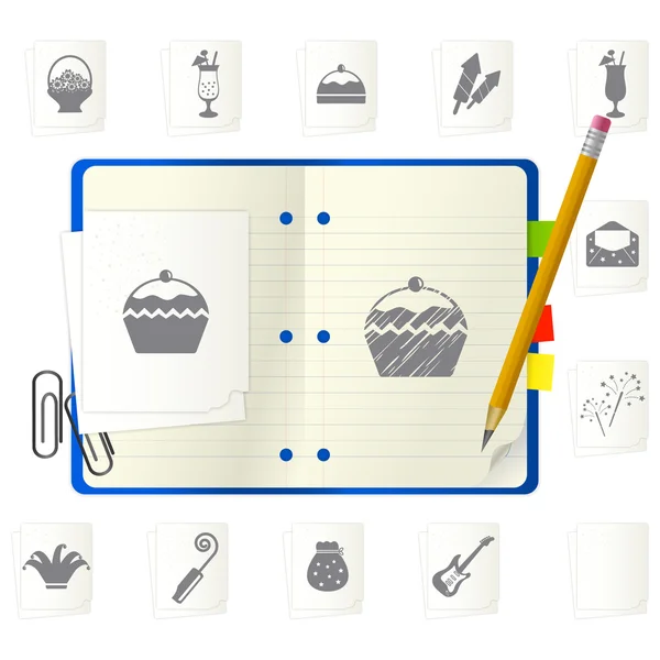 Notepad with icons — Stock Vector