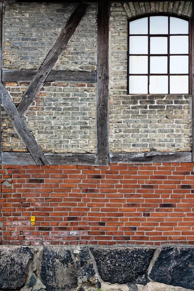 stock image Old brick wall with framework