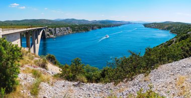 River Krka And Bridge In Croatia clipart