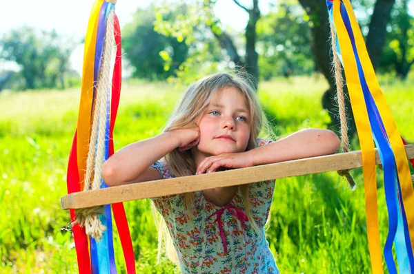 Young girl on swing — Stock Photo, Image
