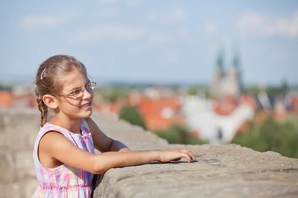 stock image Tourist walking in europe city.