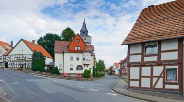 Romantic half-timberred old houses clipart