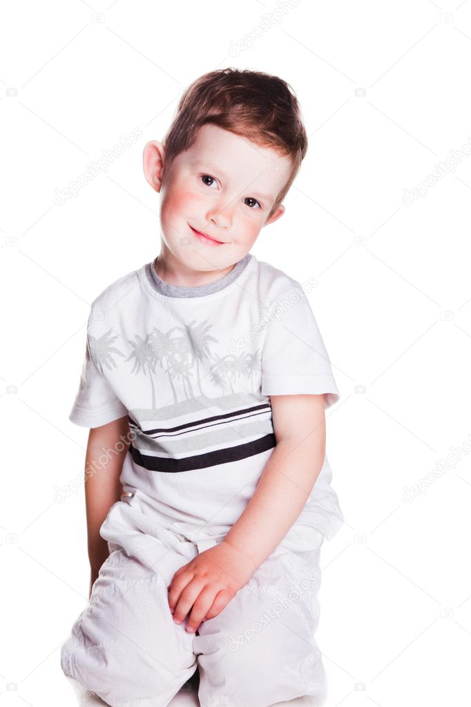 lovely boy on isolated white |图库照片08irina danilova#5910642