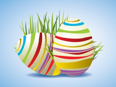 Easter Eggs on Fresh Green Grass clipart