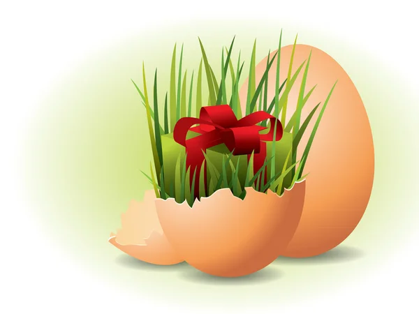 Huevos de Pascua y hierba — Vector de stock